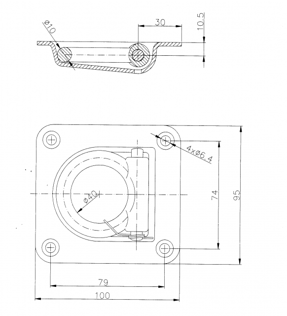 Oeillet d'amarrage avec ressort - 401706.002 - Ancrage de fixation
