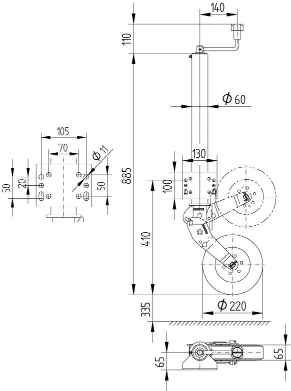 Roue de support ATK60 (course prolongée, roue prolongée) - 407455.001 - Roues d'appui