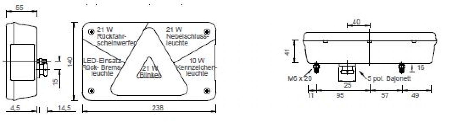 Multipoint 5 LED - 413150.001 - Feux arrières
