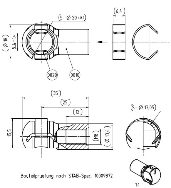 Tête sphérique - 416903.001 - Ressorts à gaz accessoires