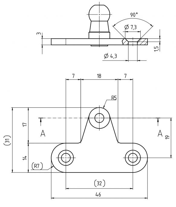 Plaque angulaire - 416935.001 - Matériau de fixation pour ressorts à gaz