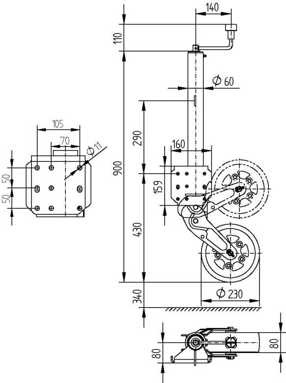 Roue de support ATK60V (capacité de charge augmentée) - 421039.001 - Roues d'appui