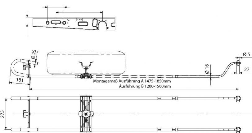 Support de roue de rechange pour caravane (version A)