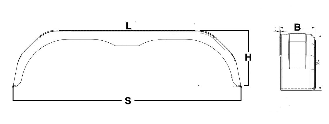 Garde-boue à deux essieux en plastique angulaire - 6X1506.002 - Garde-boue